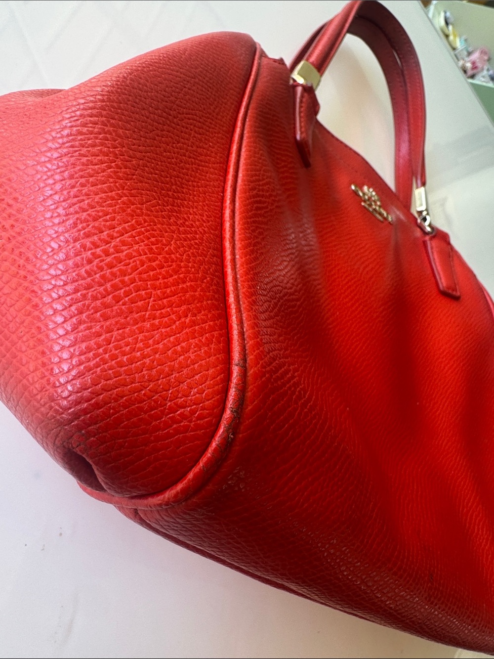 Coach Red Leather Tote with Gold Hardware - Picture 6 of 12